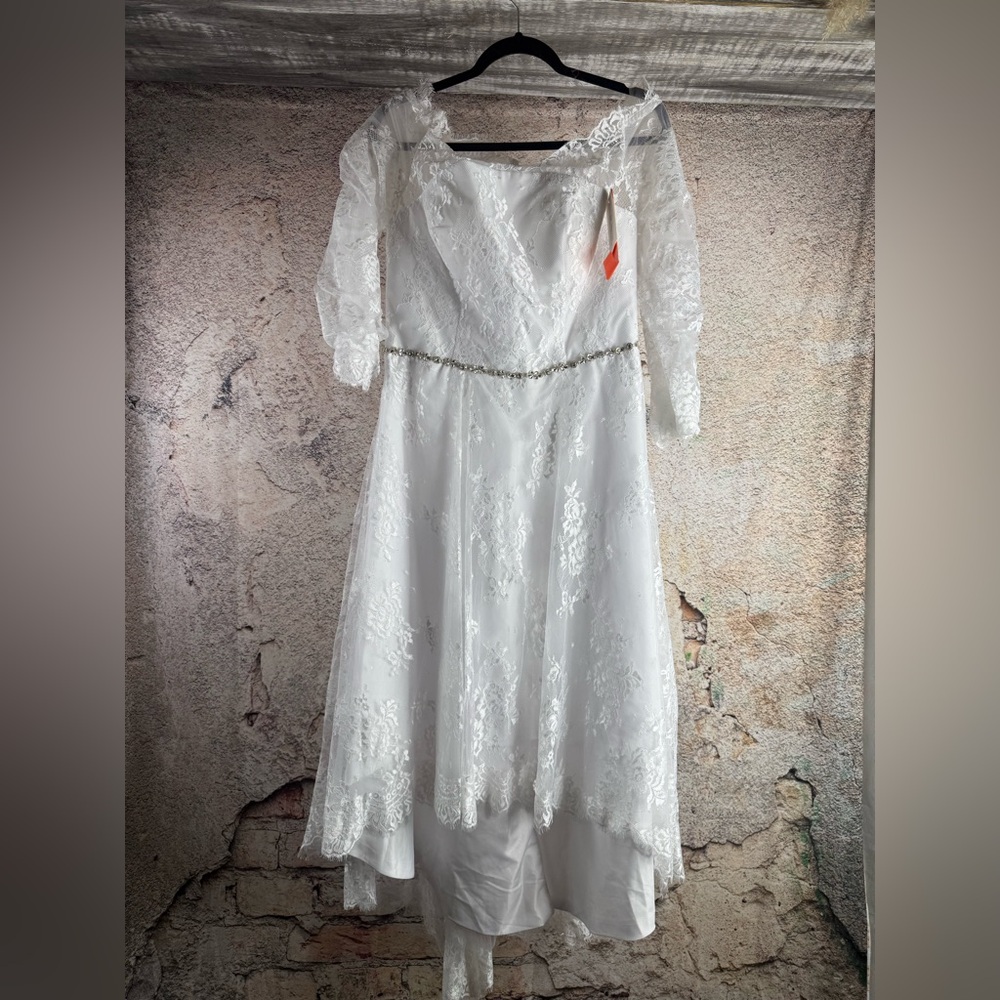 Large Elegant White Lace Wedding Dress   C41